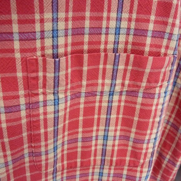 Abercrombie & Fitch The Big Shirt Mens Size Large Red & Blue Plaid 100% Cotton - Picture 6 of 9